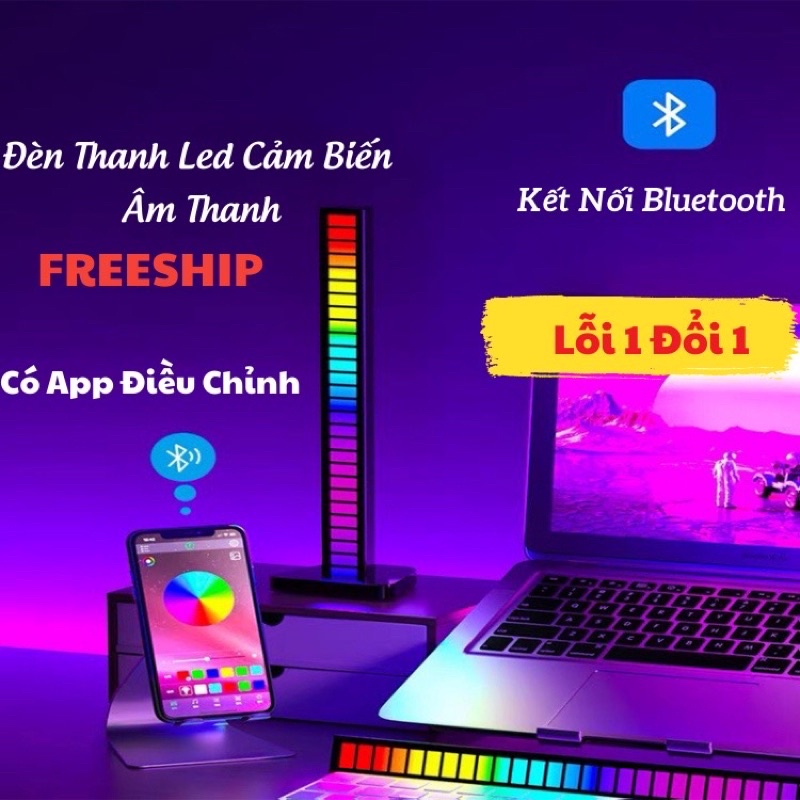Full Box Đèn Led RGB Điều khiển Giọng nói 16 Triệu Màu Dùng APP Sạc Pin Nháy nhạc,Cáp sạc,Hộp, Chânđế