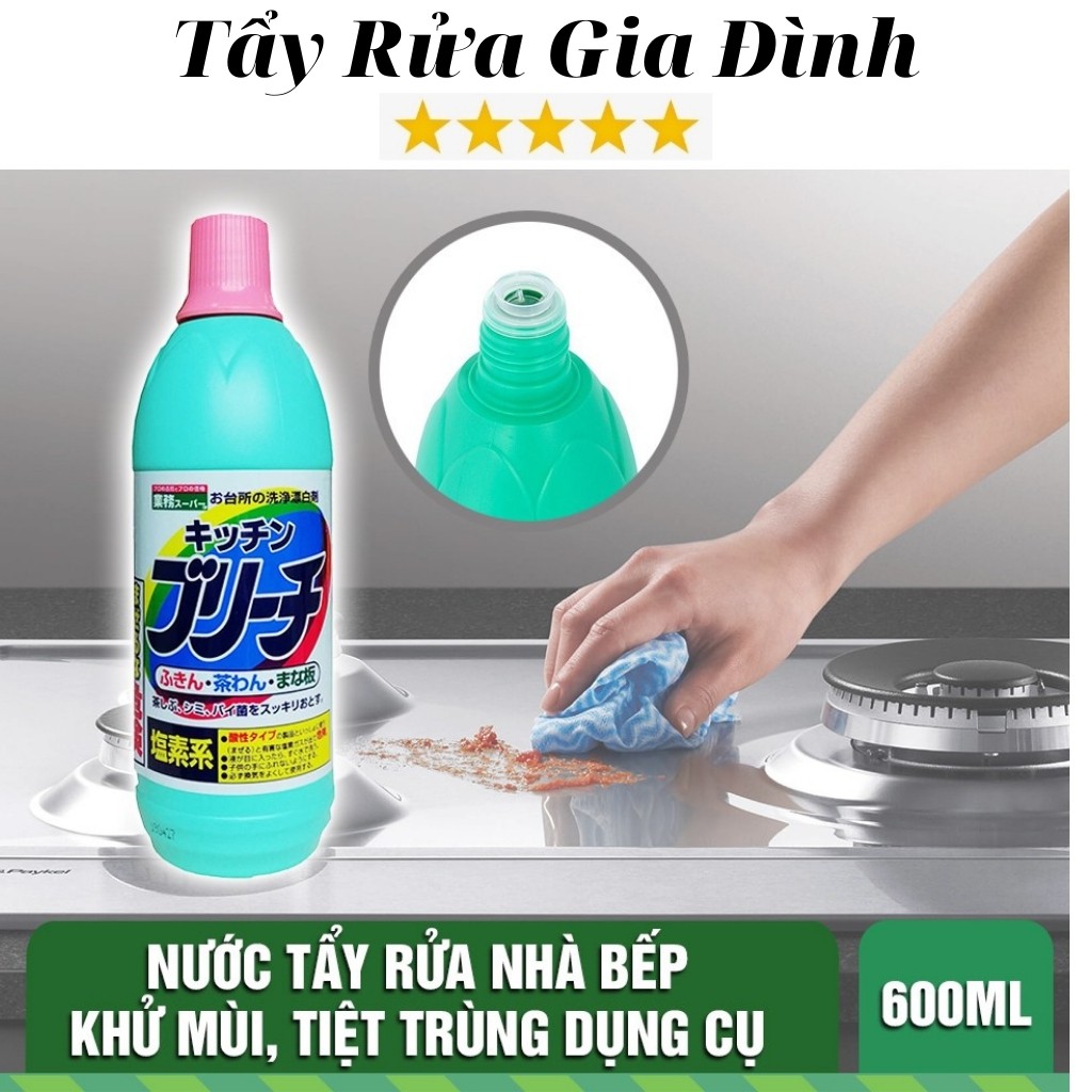 Nước Tẩy Trắng Tẩy Vết Bẩn Vật Dụng Nhà Bếp Đa Năng  600ml Rocket Soap Nội Địa Nhật Bản