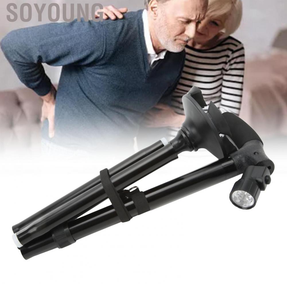 Soyoung Folding Waking Cane Hand Walking Stick Foldable with Led Light for Elderly Men Women