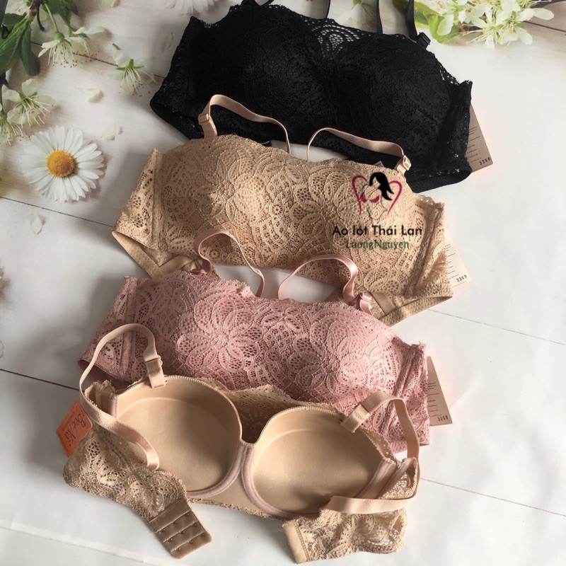 Áo ngực không gọng đệm dày cup ngang nâng ngực vải ren quây size 34,36, 38 Thái Lan 3368