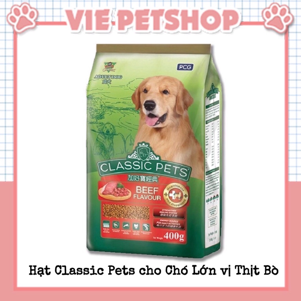 [NGUYÊN BAO 20KG] Thức Ăn cho Chó Lớn Classic Pets Adult vị Thịt Bò Gói 400Gr | Vie PETSHOP