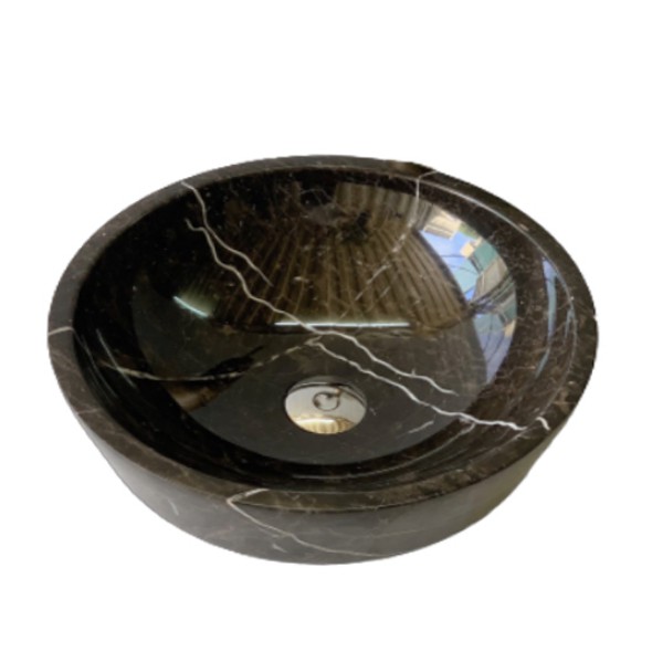 chậu lavabo đá tự nhiên tròn dầy đá nâu ý