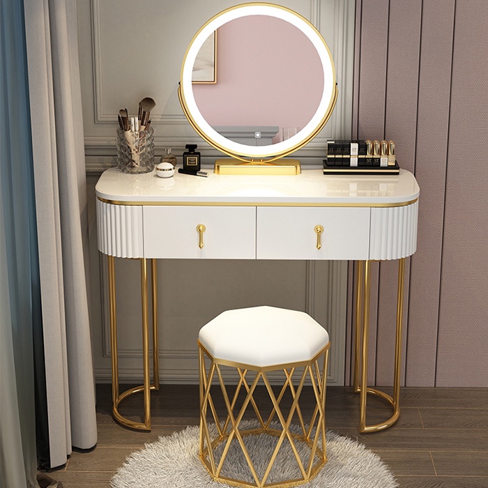 Bàn trang điểm gương đèn led 3 màu cao cấp, bàn phấn luxury tiện ích - Bàn trang điểm nhiều ngăn