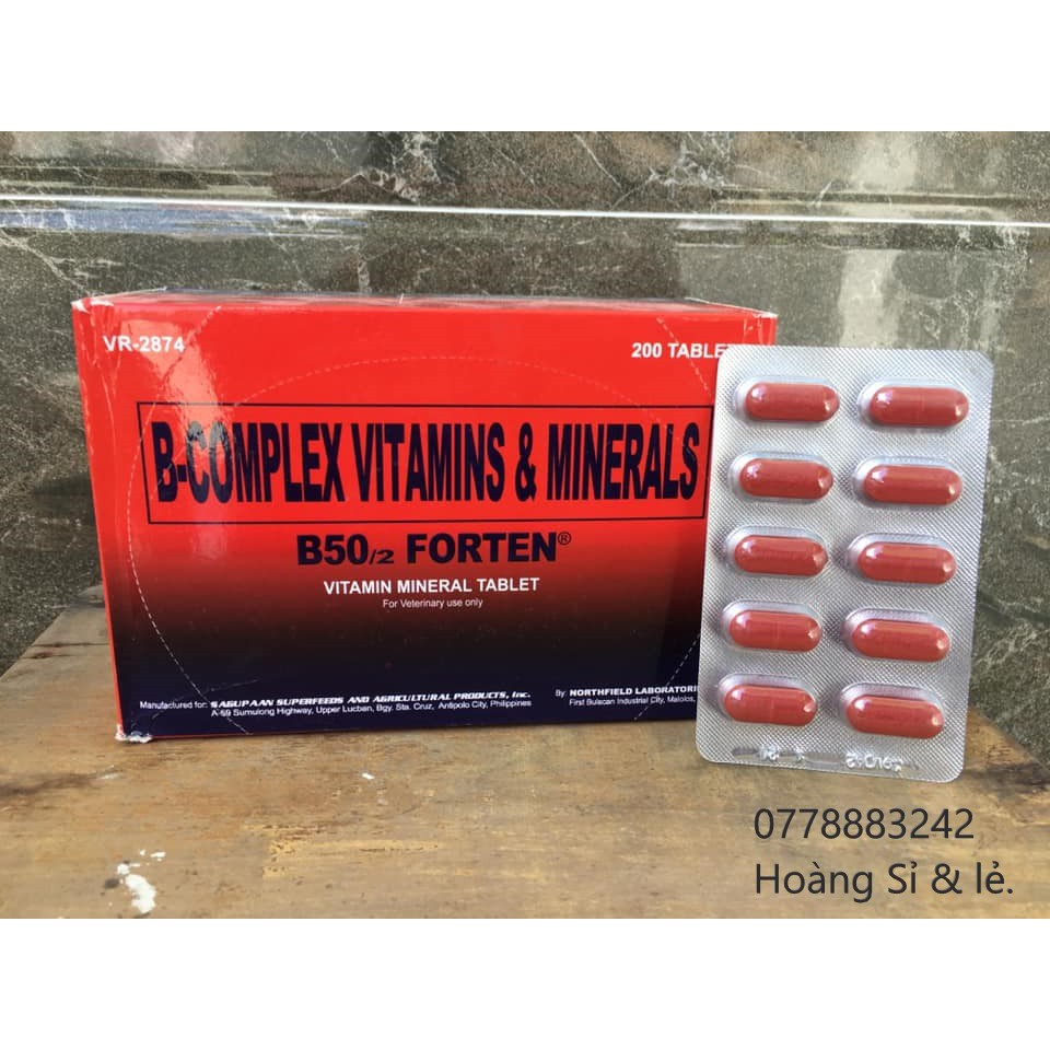 B50/2 Forten (1vỉ) tăng cơ băp, khung xương, vitamin cho gà đá.