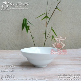Bát chiết yêu men trắng không hoa văn gốm sứ Bát Tràng cao cấp