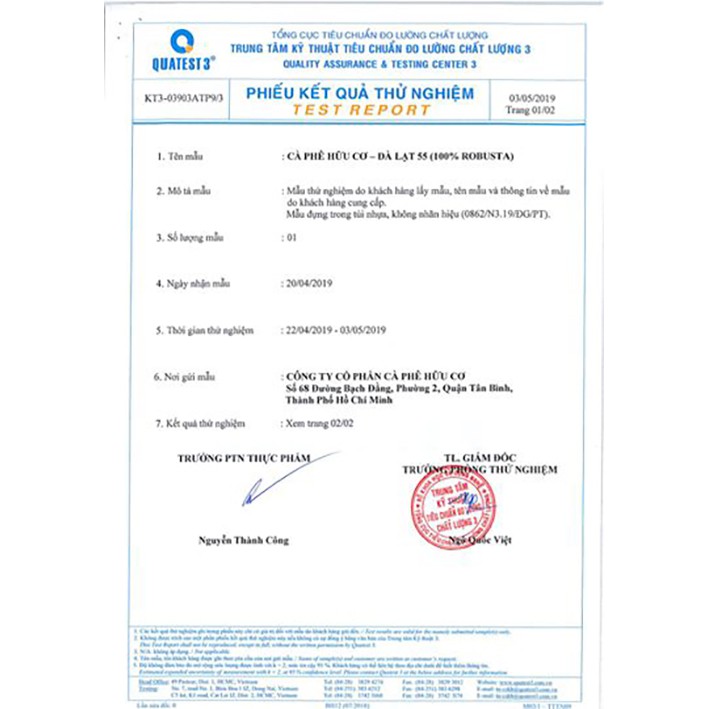 Cà phê hữu cơ ĐÀ LẠT 55 - Robusta 100% 250 gram Organic Cafe | BigBuy360 - bigbuy360.vn