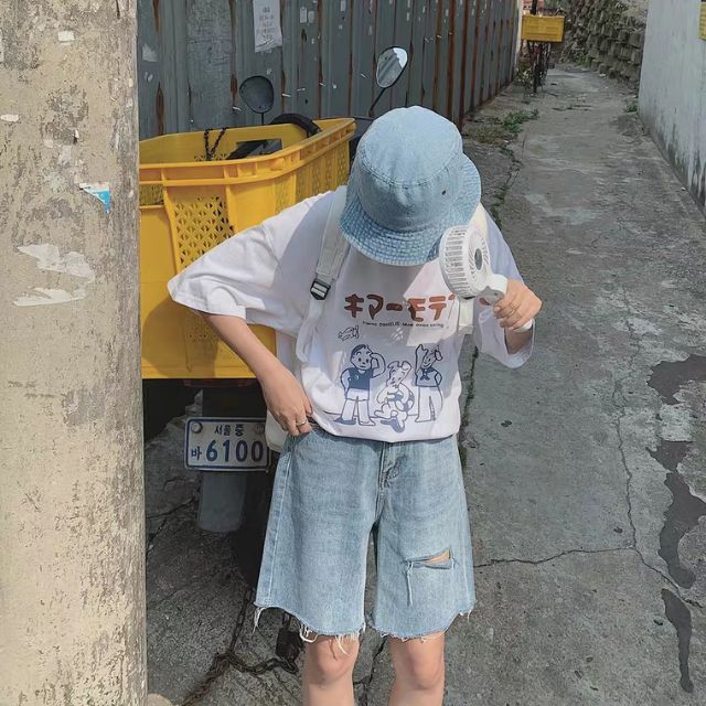 Quần short jeans lửng ngố cạp cao rách xé ulzzang kèm ảnh thật