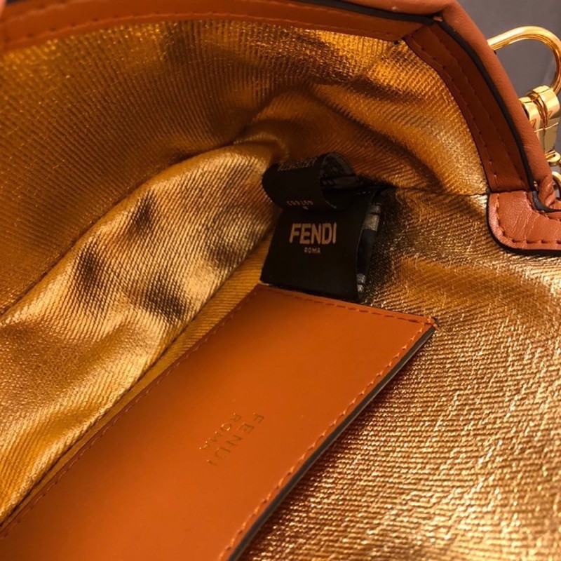 Túi đeo chéo Fendi FD màu demin viền bo da thật cao cấp dây đeo xích sang trọng