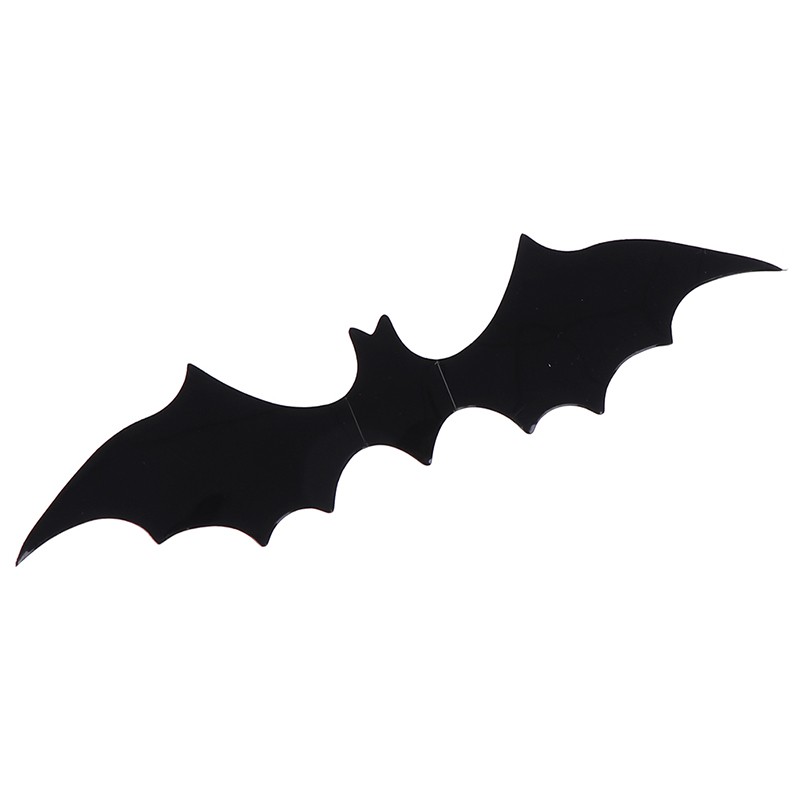 Bộ 12 Sticker Dán Tường Hình Dơi 3D Bằng PVC Màu Đen Trang Trí Halloween