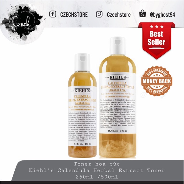 Toner hoa cúc Kiehl's Calendula Herbal Extract Alcohol-Free Toner 250ml