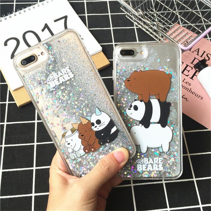 Ốp lưng nước chảy ba anh em gấu OI1 ốp điện thoại kim tuyến nước nhũ