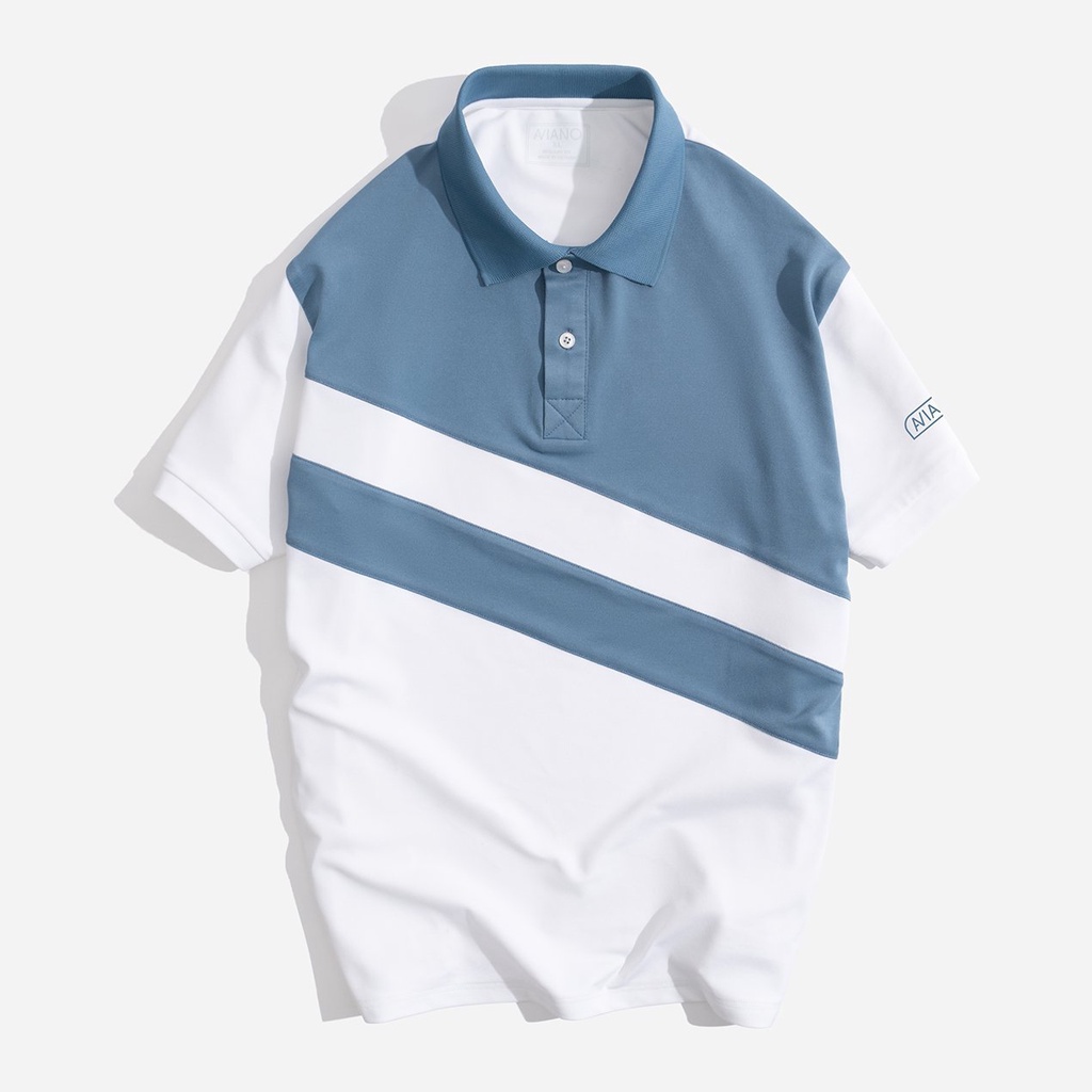 Áo polo nam cotton cá sấu ngắn tay phối màu nam nữ có cổ cộc tay form basic AT06 - Overman