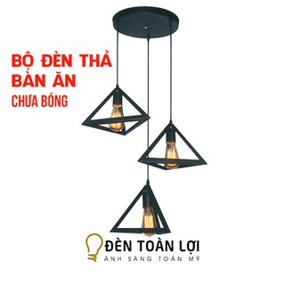 Đèn thả trần bàn ăn💰FREESHIP💰bộ đèn thả bàn ăn 3 hình tam giác chưa bóng