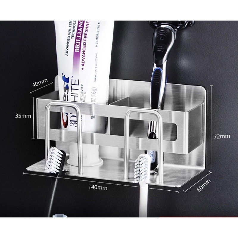 Giá đựng bàn chải đánh răng,kệ để bàn chải đánh răng,kem đánh răng dán tường inox 304