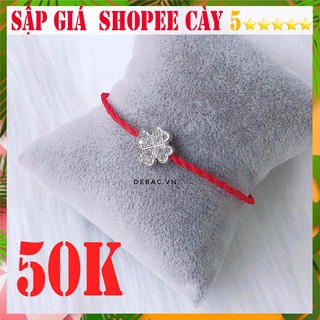 Vòng tay chỉ đỏ cỏ bốn lá bạc ta