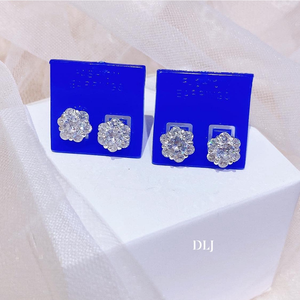 Khuyên tai/ Bông tai hoa đá cho nữ chất liệu bạc nguyên chất KL76