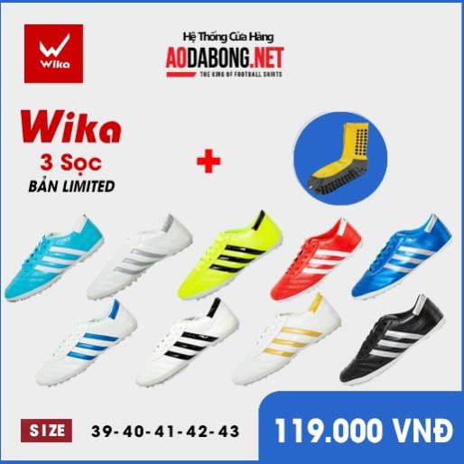 Giầy bóng đá phủi 3 sọc, CT3 chính hãng Wika đế TF bền, rẻ, đẹp tặng tất.
