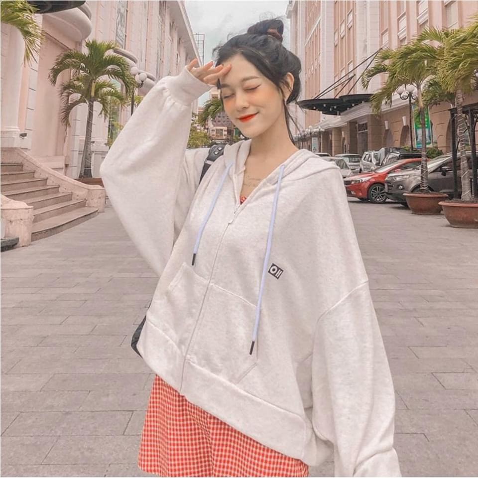 Áo khoác hoodie nữ form rộng có dây kéo chất nỉ ngoại siêu đẹp ohoh | BigBuy360 - bigbuy360.vn