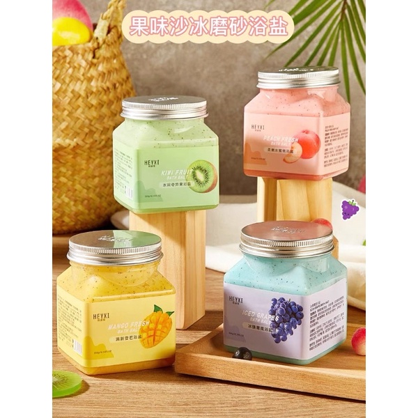 Tẩy da chết trái cây Heyxi làm sạch da dưỡng ẩm body 4 vị đào xoài việt quốc kiwi Crub Bath | BigBuy360 - bigbuy360.vn