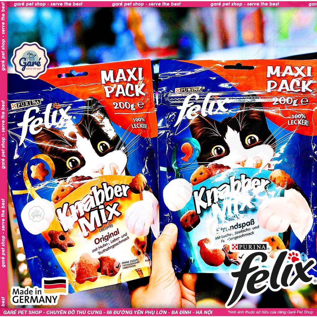 200gr - Bánh thưởng Felix Knabber Mix cho Mèo lớn Mèo con nhập Đức hương Gà &amp; Cá - Snack Knabber Mix for Cat &amp; Kitten