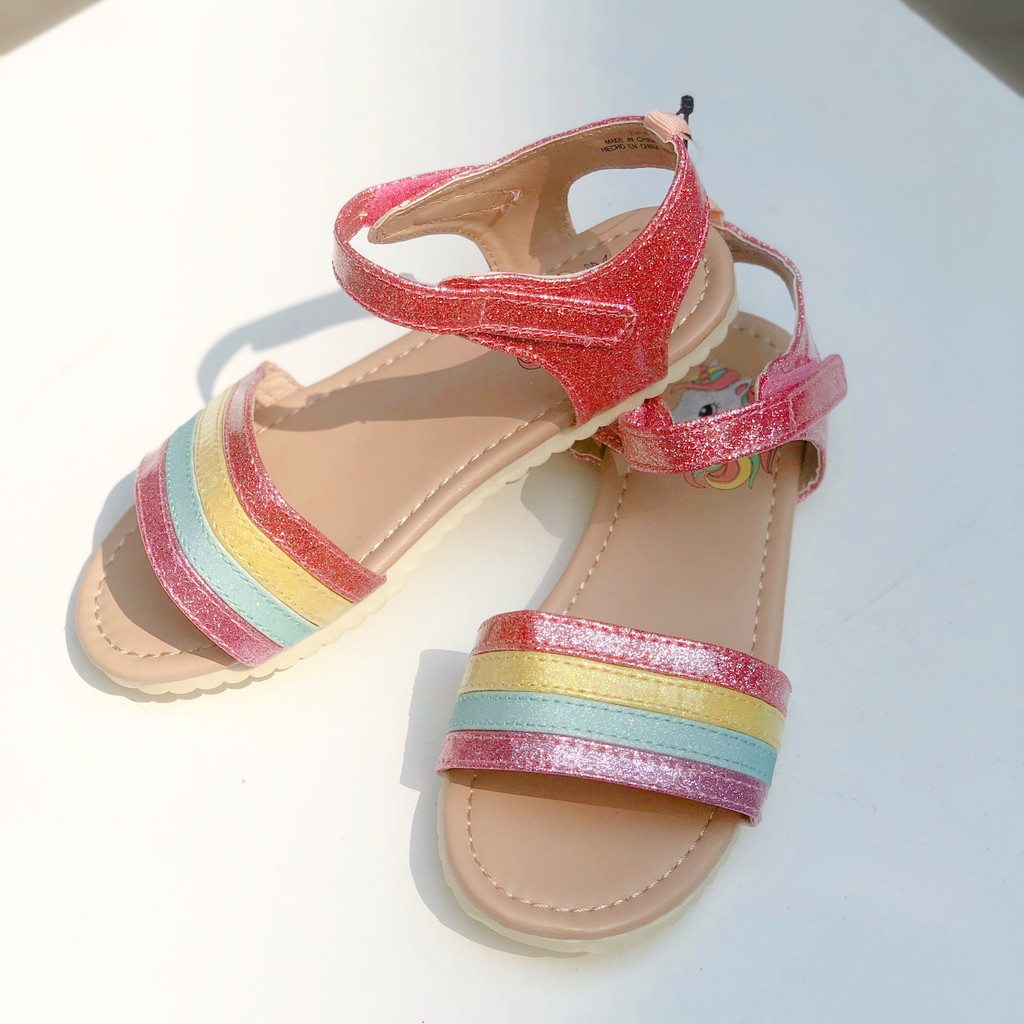 🎀 Giày sandal Pony cầu vồng cho bé gái siêu công chúa [Hình thật]