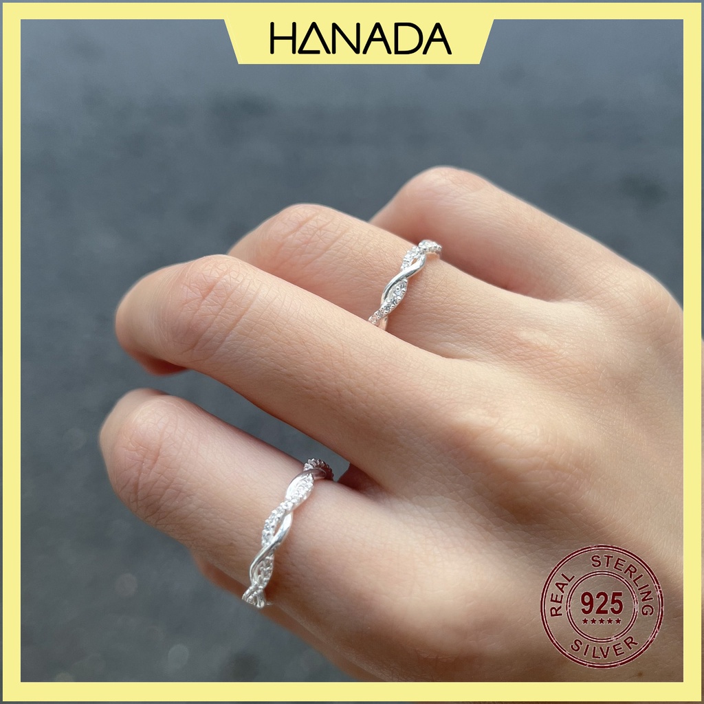Nhẫn Bạc 925 Hanada N12.R.2.B.180.0646 Xoắn Đá
