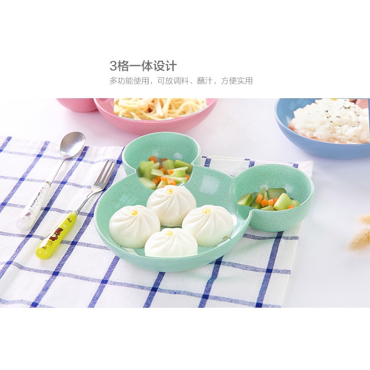 Bát đựng đồ ăn bằng sợi rơm họa tiết Mickey hoạt hình thiết kế sáng tạo làm quà tặng cho bé