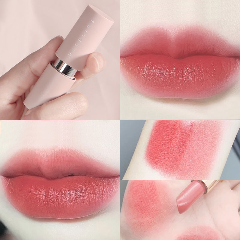 Thỏi Son Lì Nhung Mịn Không Thấm Nước Chống Dính Cốc Thiết Kế Vỏ Màu Hồng HLLR
