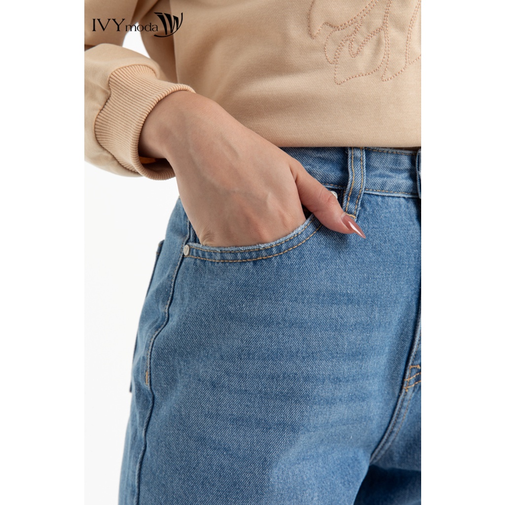 Quần jeans nữ rách gối IVY moda MS 25M7788