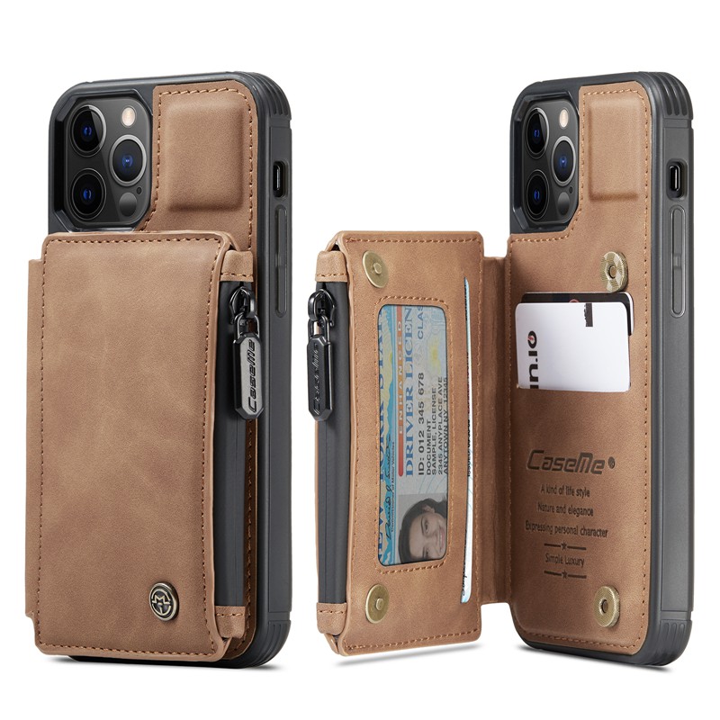 Iphone 12 / 12 Pro / 12 Pro Max / 12 Mini Retro Card Slots Flip PU Leather Matte Phone Case