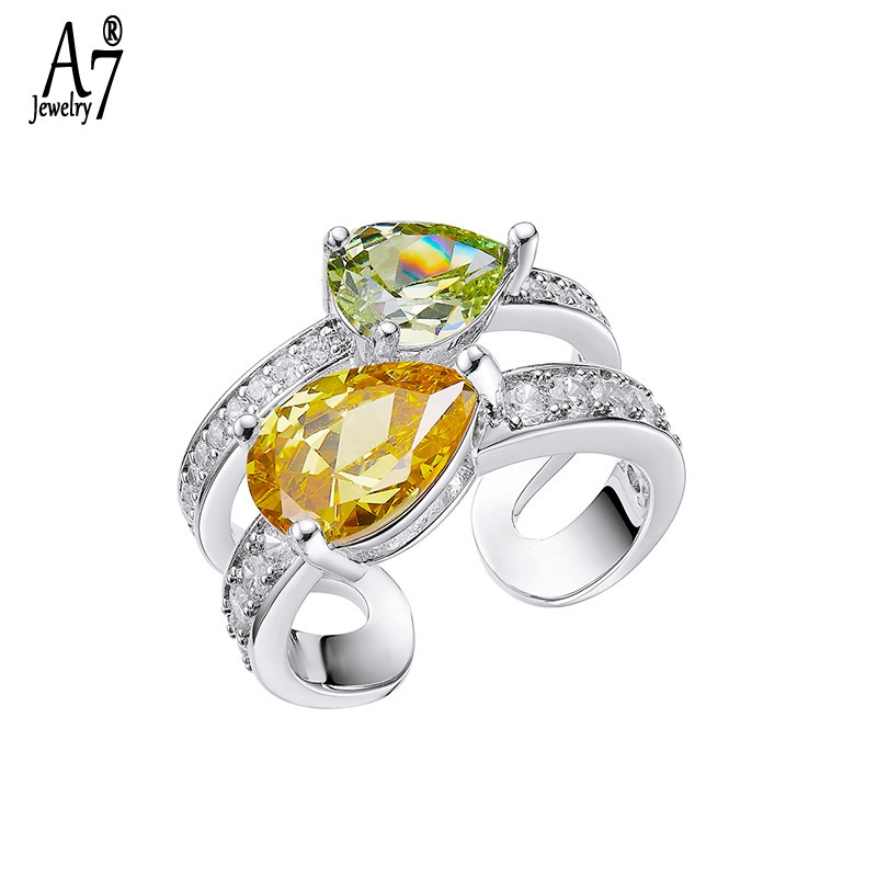 Nhẫn Bạc 925 Đính Đá Nhiều Màu Sắc Thời Trang Dành Cho Nữ A7 S925