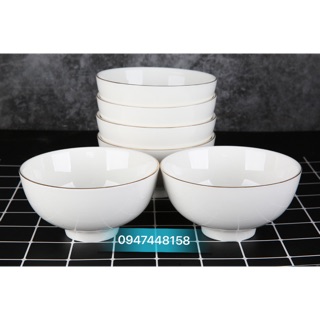 Bát cơm men trắng vẽ chỉ vàng kim