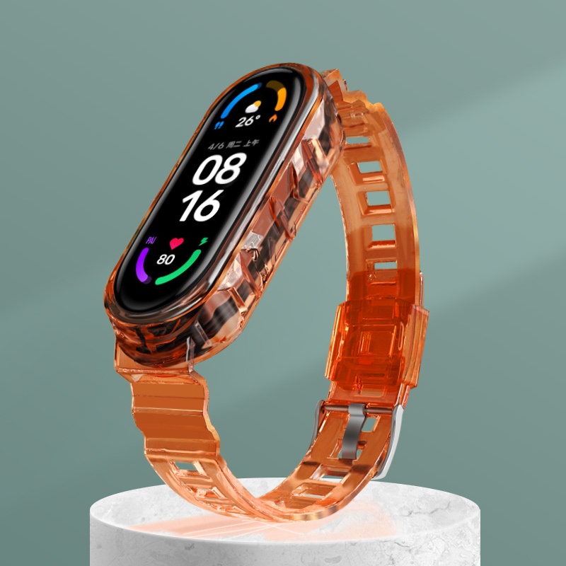 XIAOMI Dây Đeo Silicone Trong Suốt Cho Đồng Hồ Thể Thao Mi Band 7 6 5 4 3