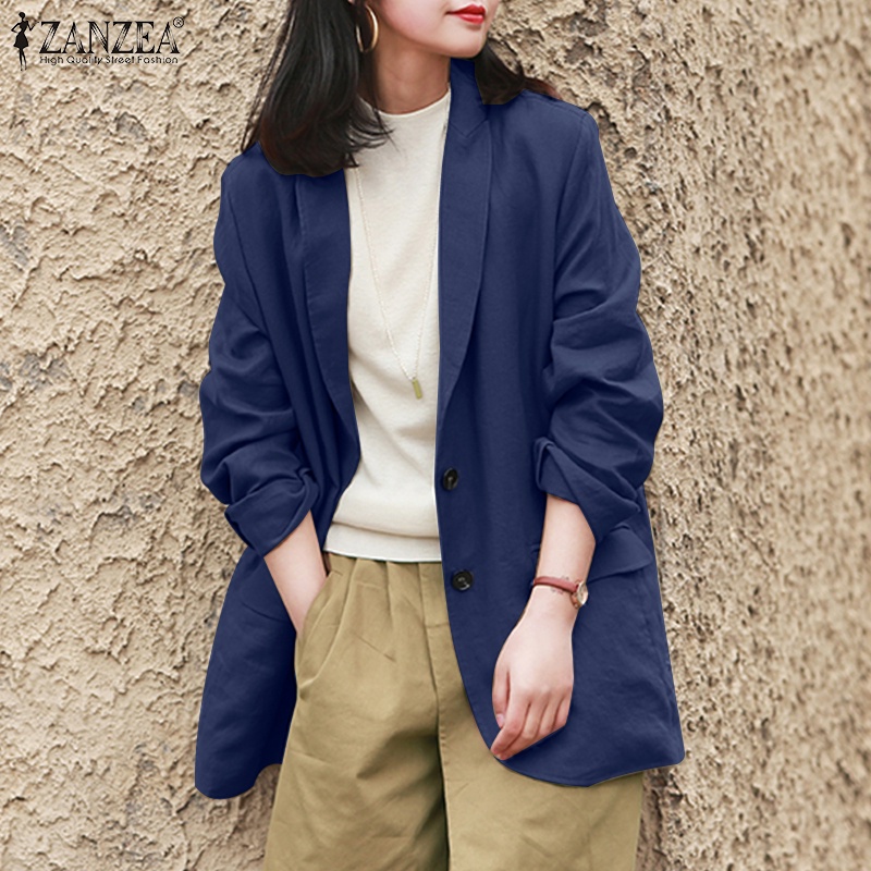 Áo khoác nữ ZANZEA dài tay cổ bẻ thiết kế thời trang thường ngày | BigBuy360 - bigbuy360.vn