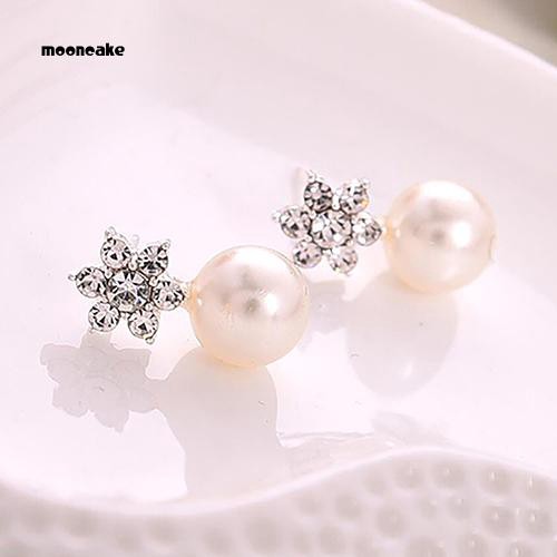 Cặp bông tai đính đá ngọc trai giả thanh lịch cho nữ