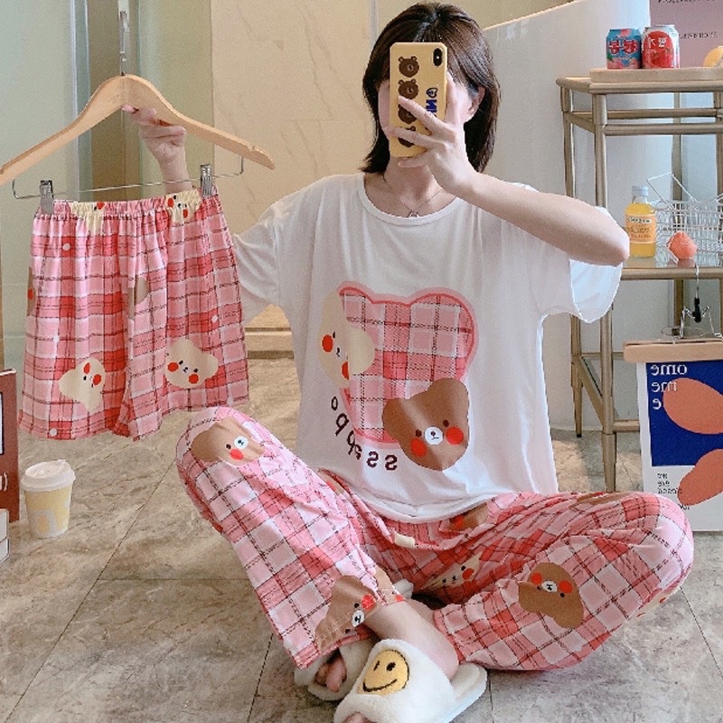 [SHOP UY TÍN]-[RẺ VÔ ĐỊCH] BỘ PIJAMA TAY NGẮN QUẦN SUÔNG THUN HOẠ TIẾT SIÊU XINH | BigBuy360 - bigbuy360.vn
