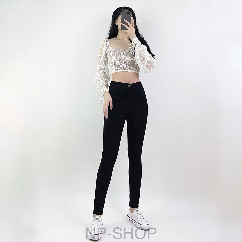 Quần jean nữ lưng cao NPSHOP co giãn không túi, quần bò cạp cao skinny jeans bigsize ôm trơn dài basic