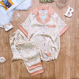 Đồ ngủ lụa satin quần dài tay ngắn