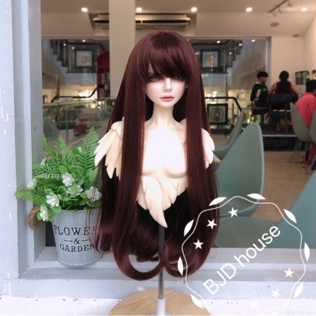 Tóc lụa dài có mái các màu cho búp bê bjd 1/3