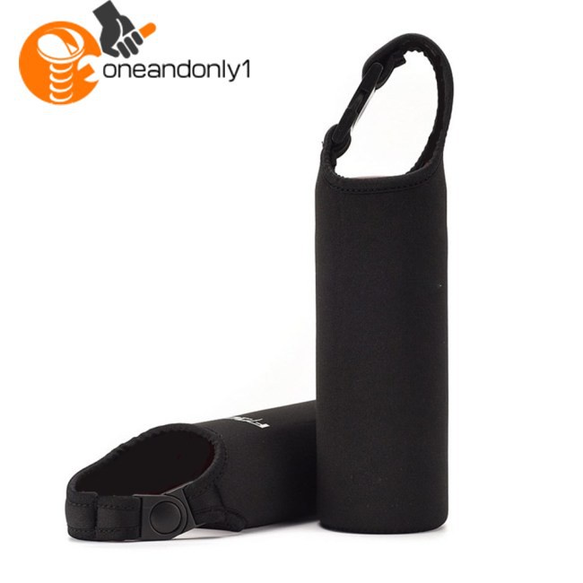 Vỏ bọc bình nước cách nhiệt màu đen chống thấm nước có tay cầm dung tích 500ml tiện dụng