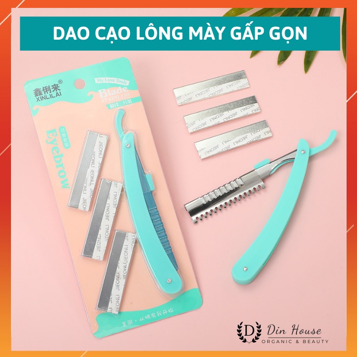 Dao cạo lông mày gấp gọn siêu tiện lợi tặng kèm 3 lưỡi dao tém lông mày