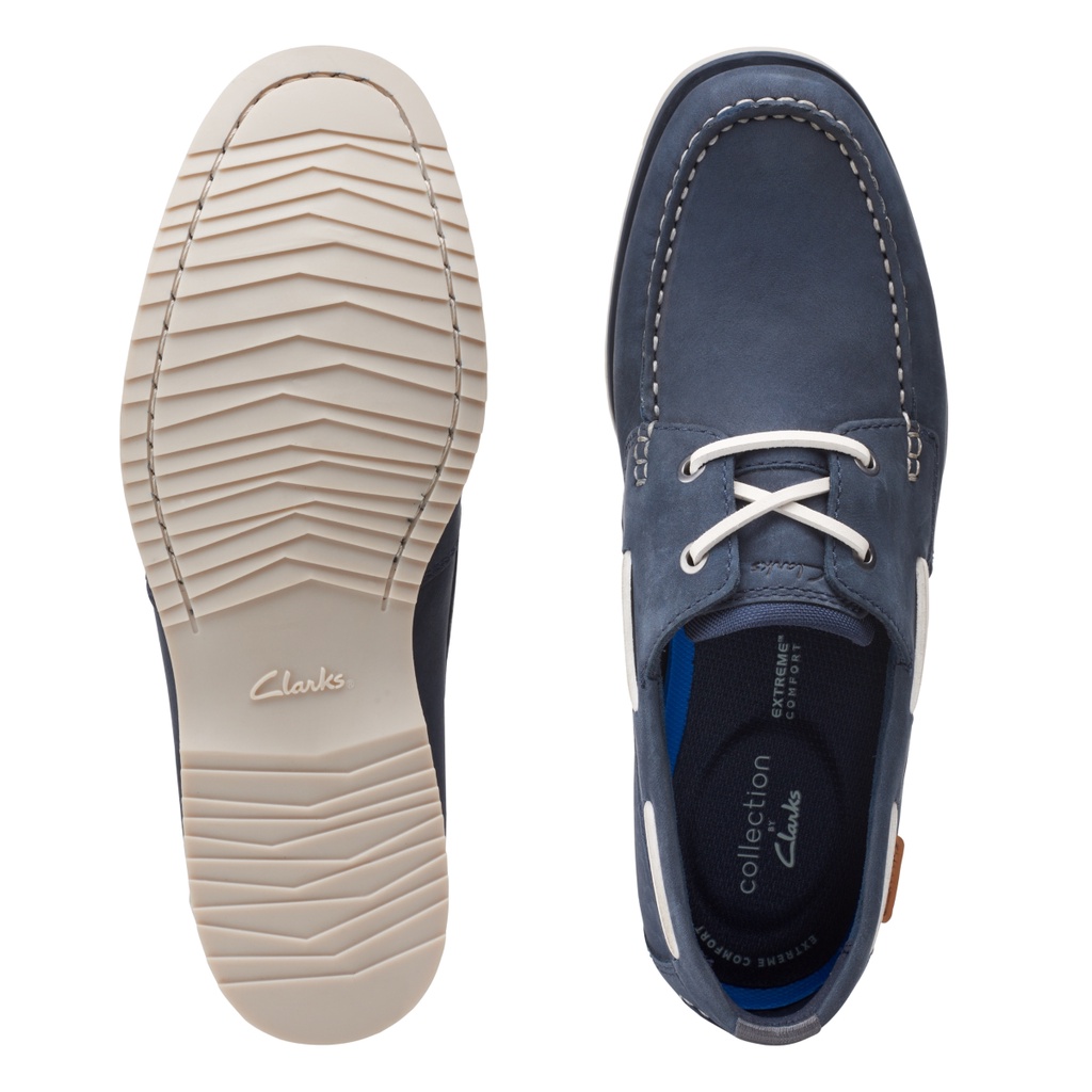 Giày Lười Nam Clarks Noonan Lace màu Navy Nubuck