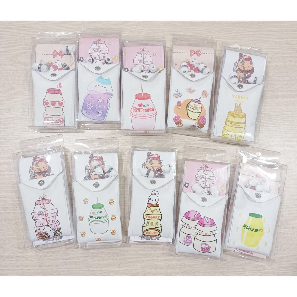 Tai nghe yakult túi vải TNTV26 cute chibi tai nghe dễ thương