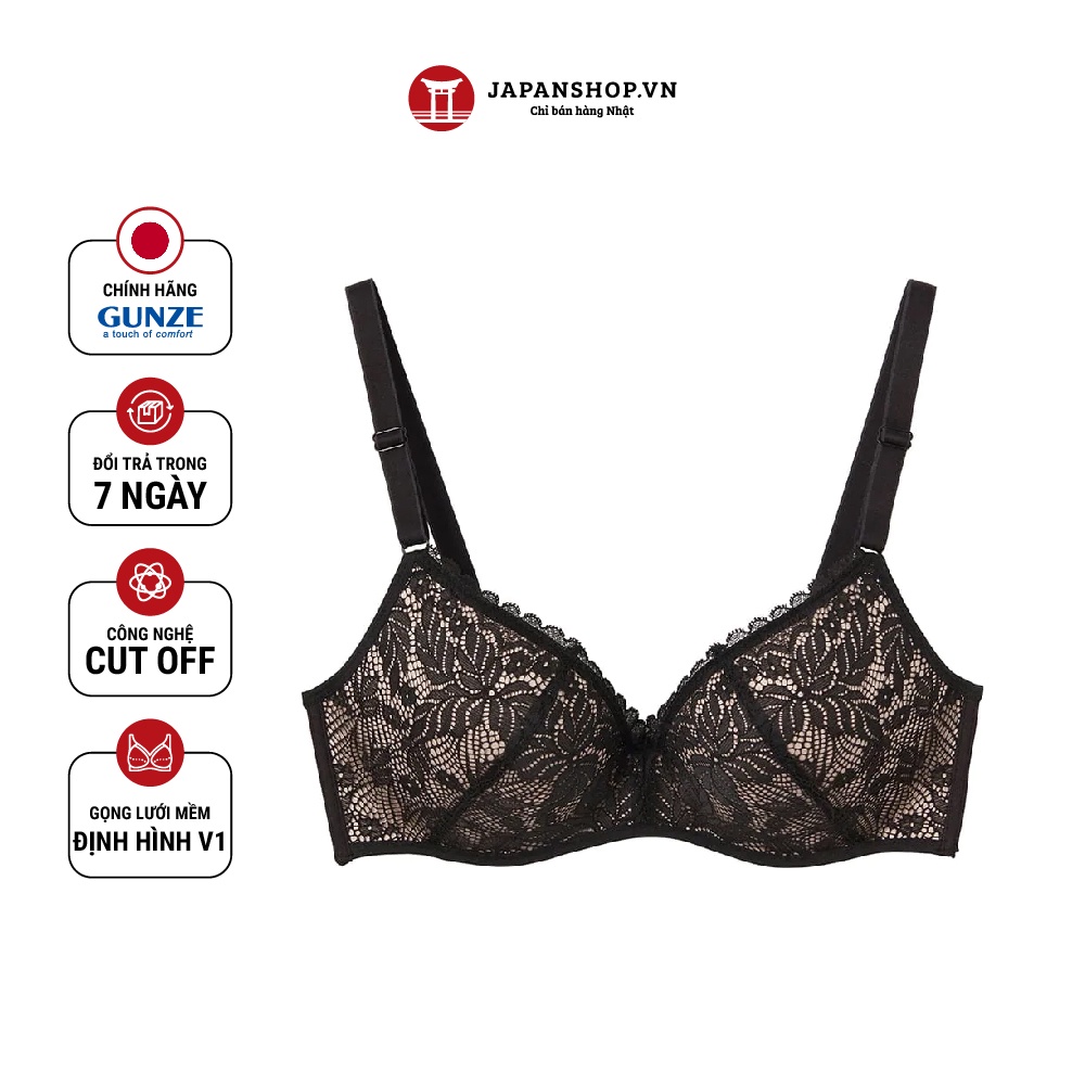 Áo lót ren cotton organic Kireilabo Gunze Happy Nature Bra TB6009H gọng lưới mềm, nâng ngực, chống chảy xệ Nhật Bản