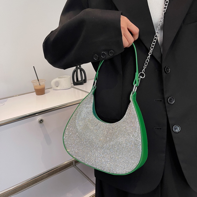 IELGY women's french rhinestone chain texture messenger bag