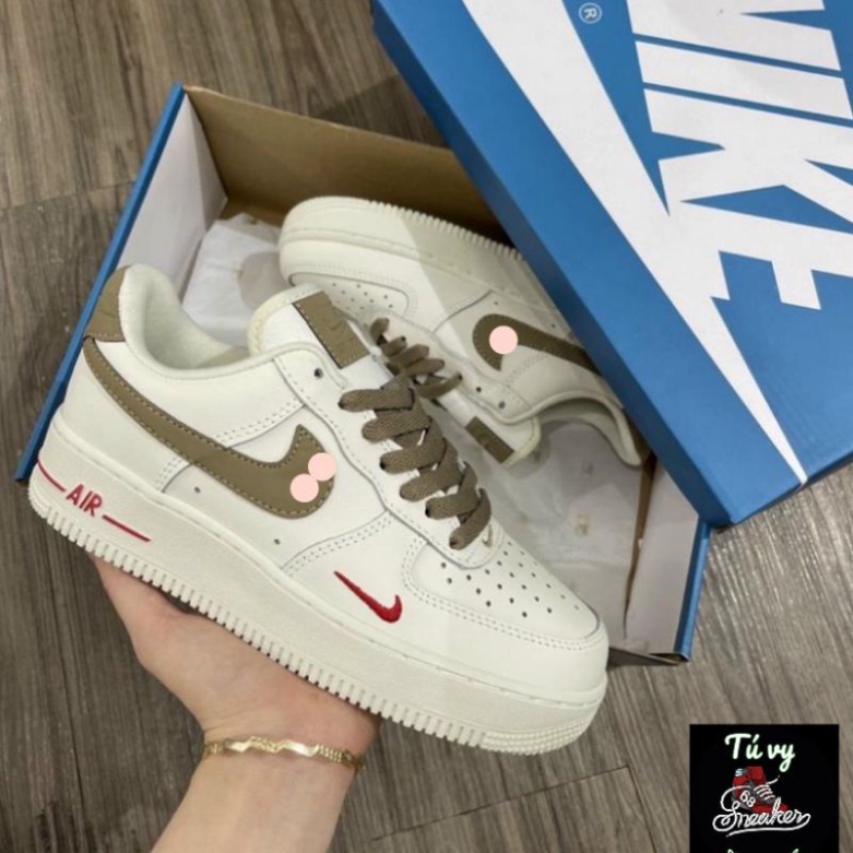 Giày_Nike AF1 Vệt Nâu , Giày_Nike Air Force 1 Low Premium White Brown Cao Cấp 2022 DF2