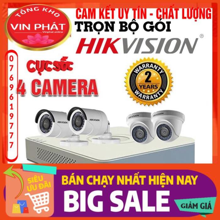 Trọn Bộ Camera Hikvision 2.0 megapixel Full HD 1080P kèm HDD 500Gb và 80 mét dây liền nguồn đúc sẵn 2 đầu ***TKVP