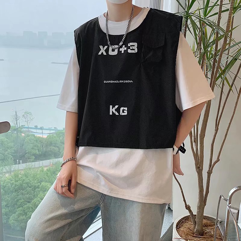Áo Sát Nách Dáng Ngắn Kiểu Hip-hop Nhật Bản Cá Tính Cho Nam Và Nữ