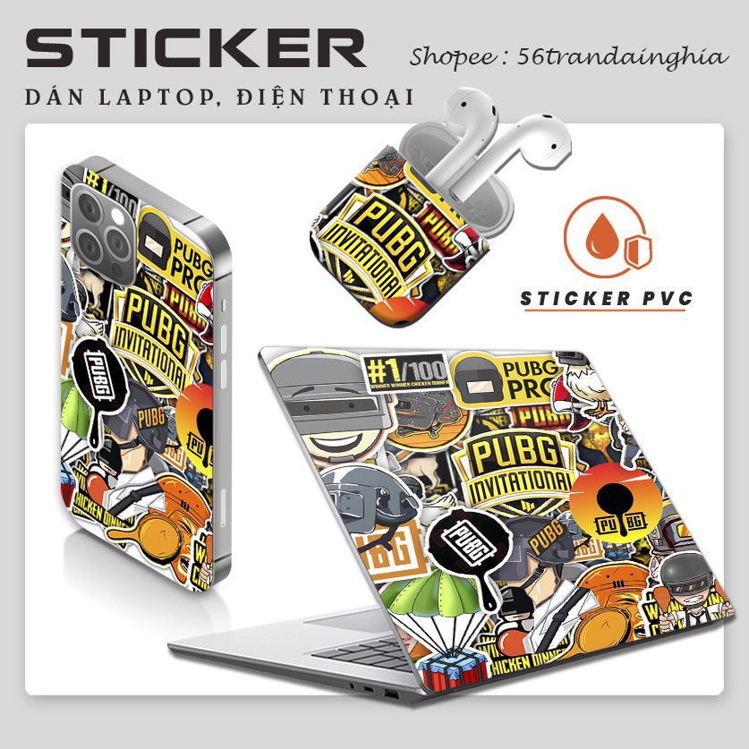 Sticker PUBG | Sticker Dán Xe, Tem Dán Xe Máy, mũ bảo hiểm, trang trí laptop vali- Chống Thấm Nước, Chống Bay Màu