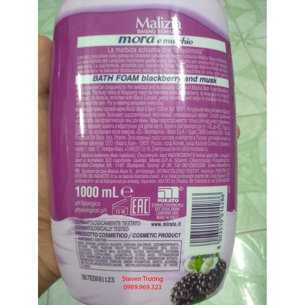 Sữa tắm Malizia 1000ml của Ý | BigBuy360 - bigbuy360.vn
